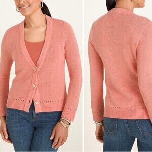 Chico's Cotton Blend Button Down Cardigan
